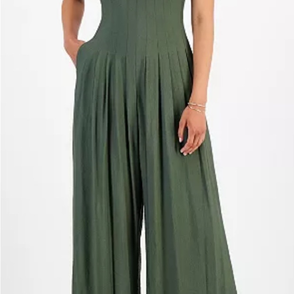 Taylor Forest Green Wide Leg Jumpsuit - Picture 2 of 15